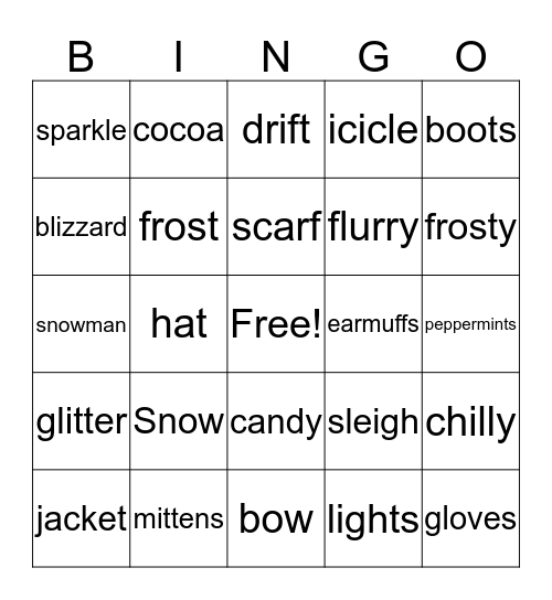Holiday Bingo Card