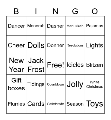 Happy Holidays Bingo Card
