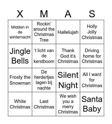 Kerst Bingo Card