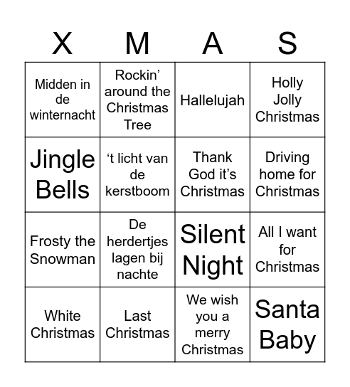 Kerst Bingo Card
