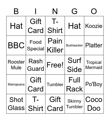 Rooster Merch Contest Bingo Card