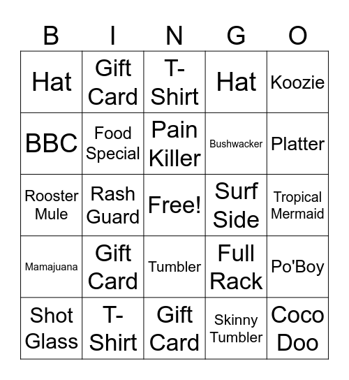 Rooster Merch Contest Bingo Card