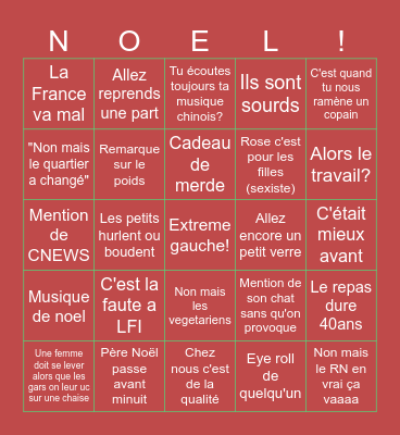 Bingo de noel Bingo Card