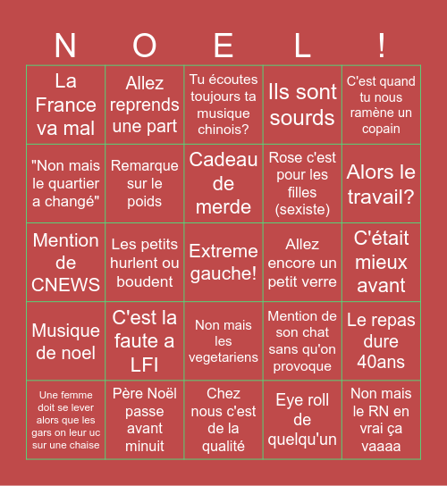 Bingo de noel Bingo Card