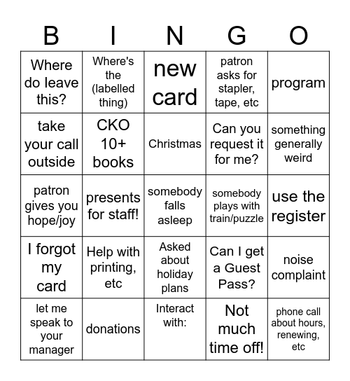 CHRISTMAS EVE Bingo Card