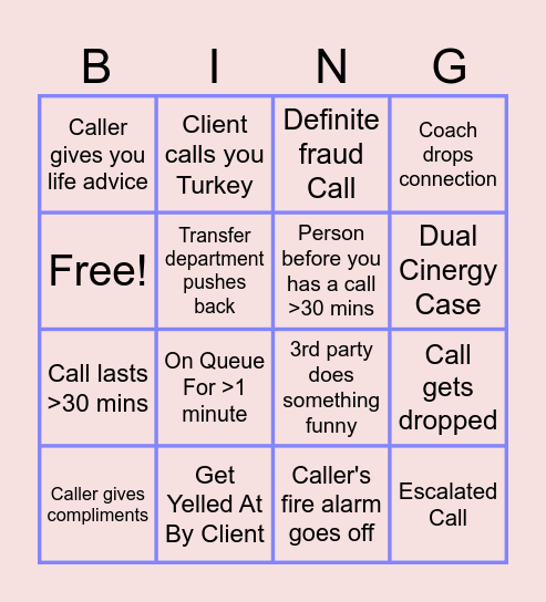 Call Bingo Card