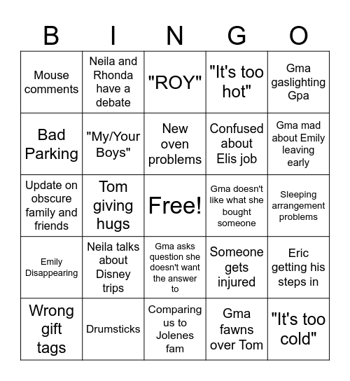 2025 Christmas Bingo Card