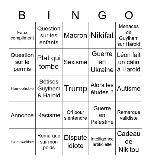Bingo Noël 2025 Bingo Card