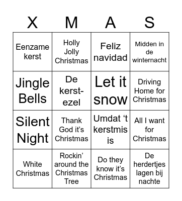 Kerst Bingo Card