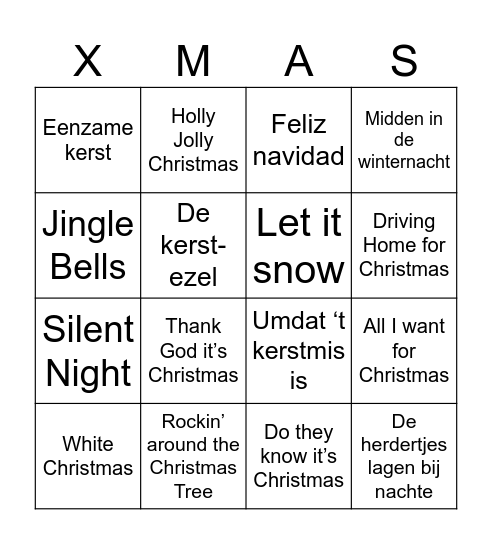 Kerst Bingo Card