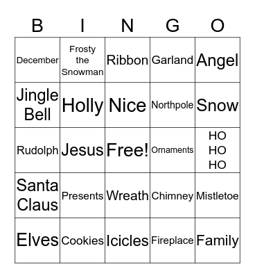 Merry Christmas Bingo Card
