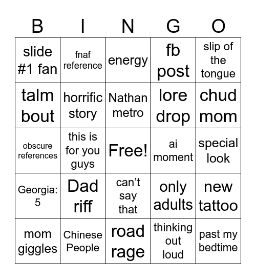 Christmas Bingo Card