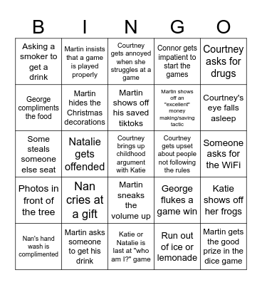 Boxing Day Bingo Card