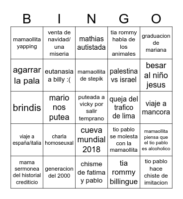SEBAS Bingo Card