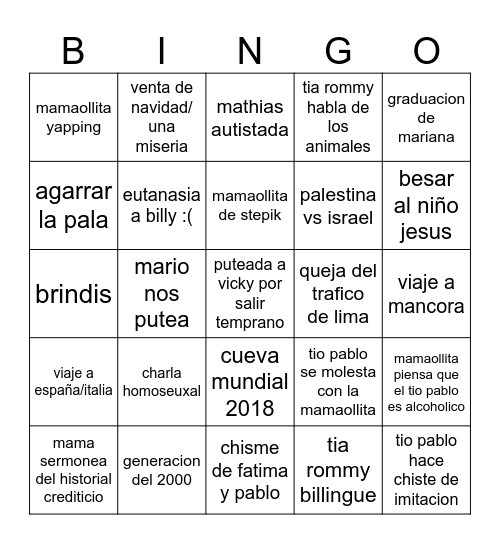 SEBAS Bingo Card