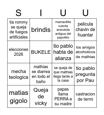 SEBAS Bingo Card