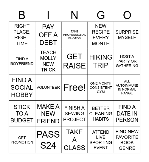 Brittany’s 2026 Bingo Card