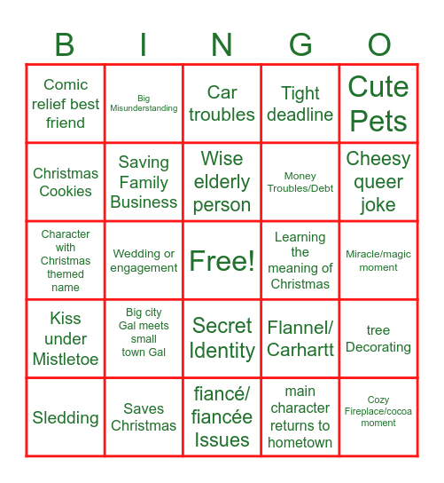 Gay Holiday Movie Bingo Card