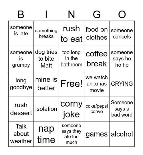 Christmas Bingo Card