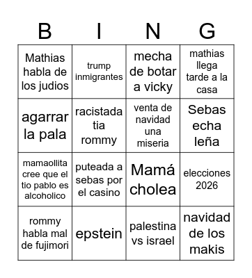 Mariana Bingo Card
