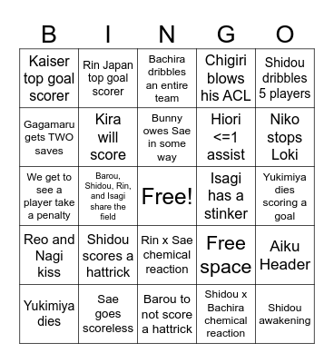 Bluelock Bingo Card