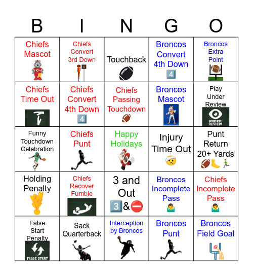 🎅🎄CHRISTMAS🏈 2025🎄🎅 Bingo Card