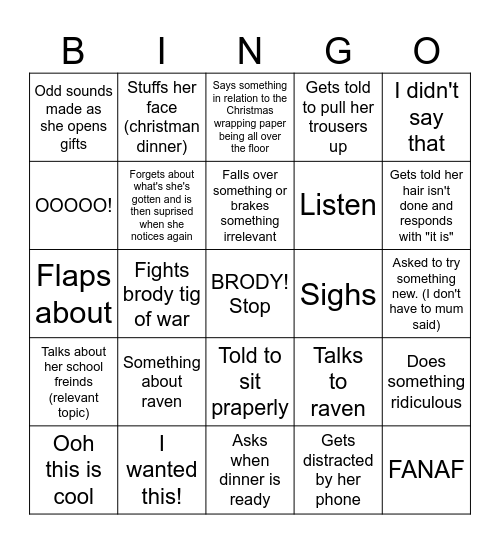 Presley Bingo Card