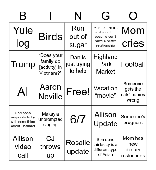 CT Xmas Bingo Card