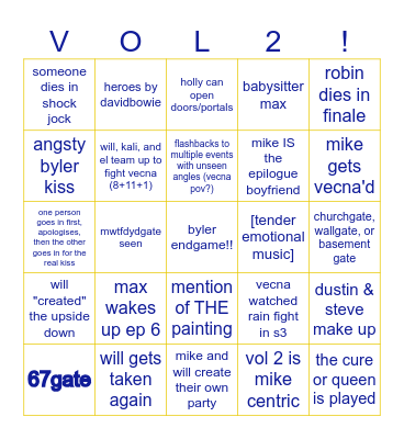 Volume 2 Bingo Card