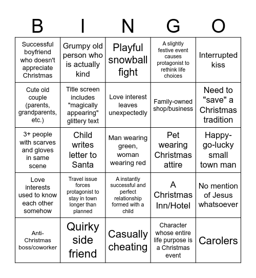 Hallmark Bingo Card