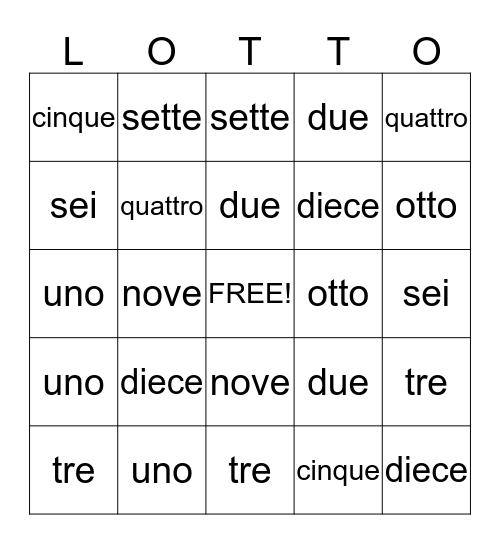 Le Lotto Bingo Card