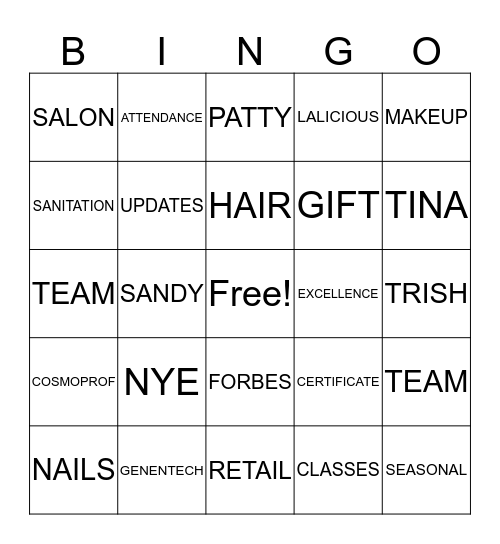 CR SALON Bingo Card