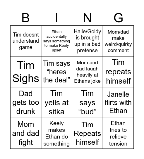 Christmas Eve Bingo Card
