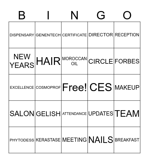 CR SALON Bingo Card