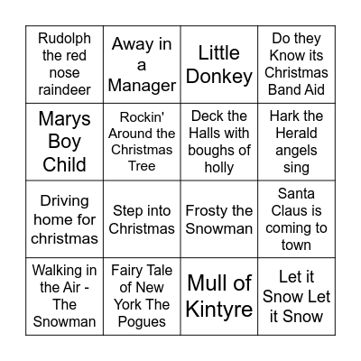 Christmas Day Bingo Card
