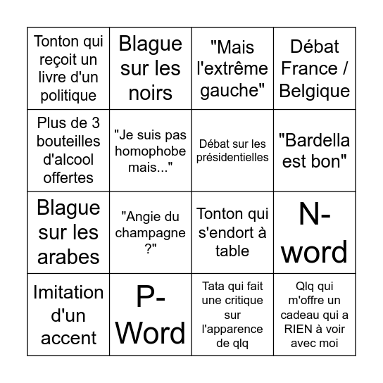 Noël 2025 Bingo Card