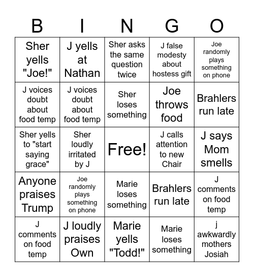 Rice Patty Christmas Bingo Card
