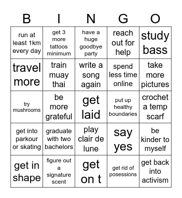 Archer's 2026 Bingo Card