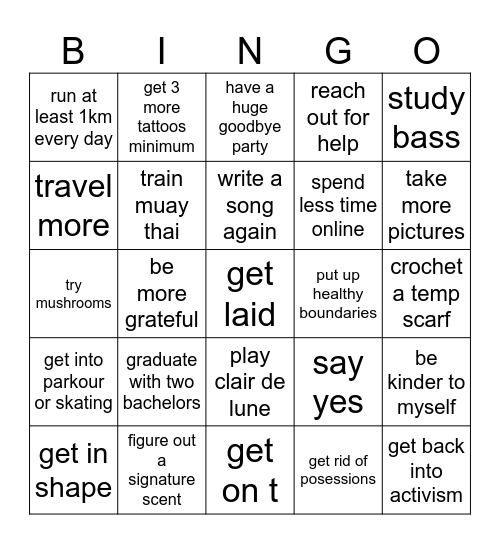 Archer's 2026 Bingo Card