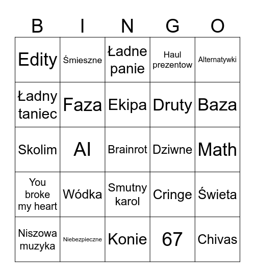 Przegląd tiktoka Bingo Card