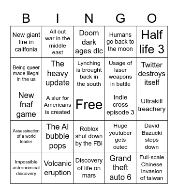 2026 bingo card Bingo Card