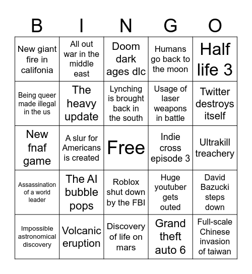 2026 bingo card Bingo Card