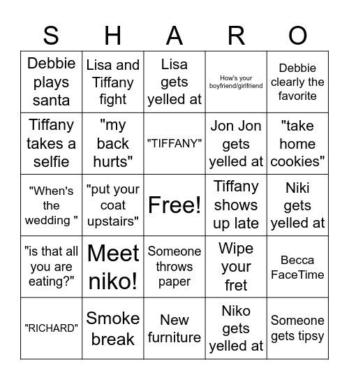 Sharo 2025 Bingo Card