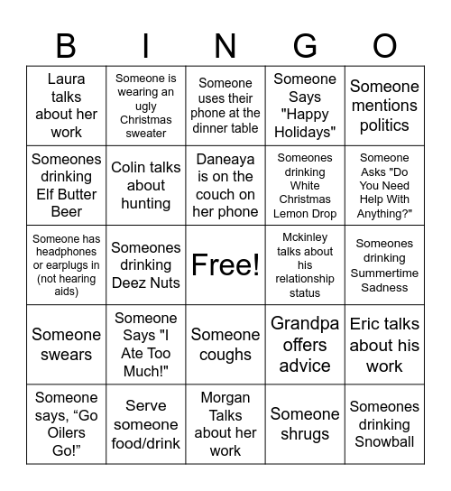 Christmas Bingo Card