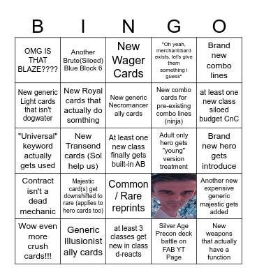 PEN / Silver Age Season Bingo Card