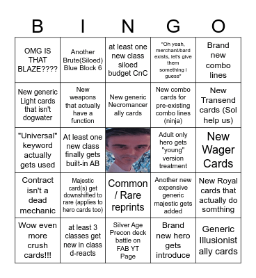 PEN / Silver Age Season Bingo Card