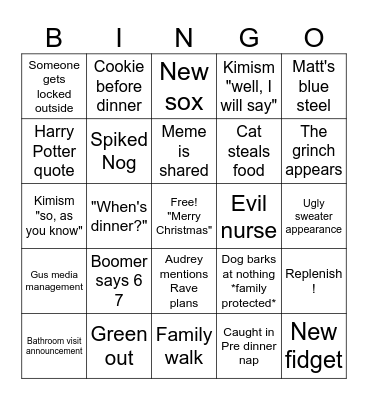 Family Christmas Bingo! Bingo Card