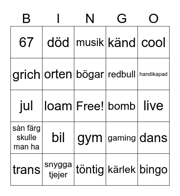 tiktok Bingo Card