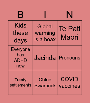 Father in law bingo Card