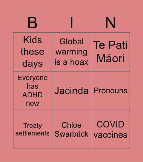 Father in law bingo Card